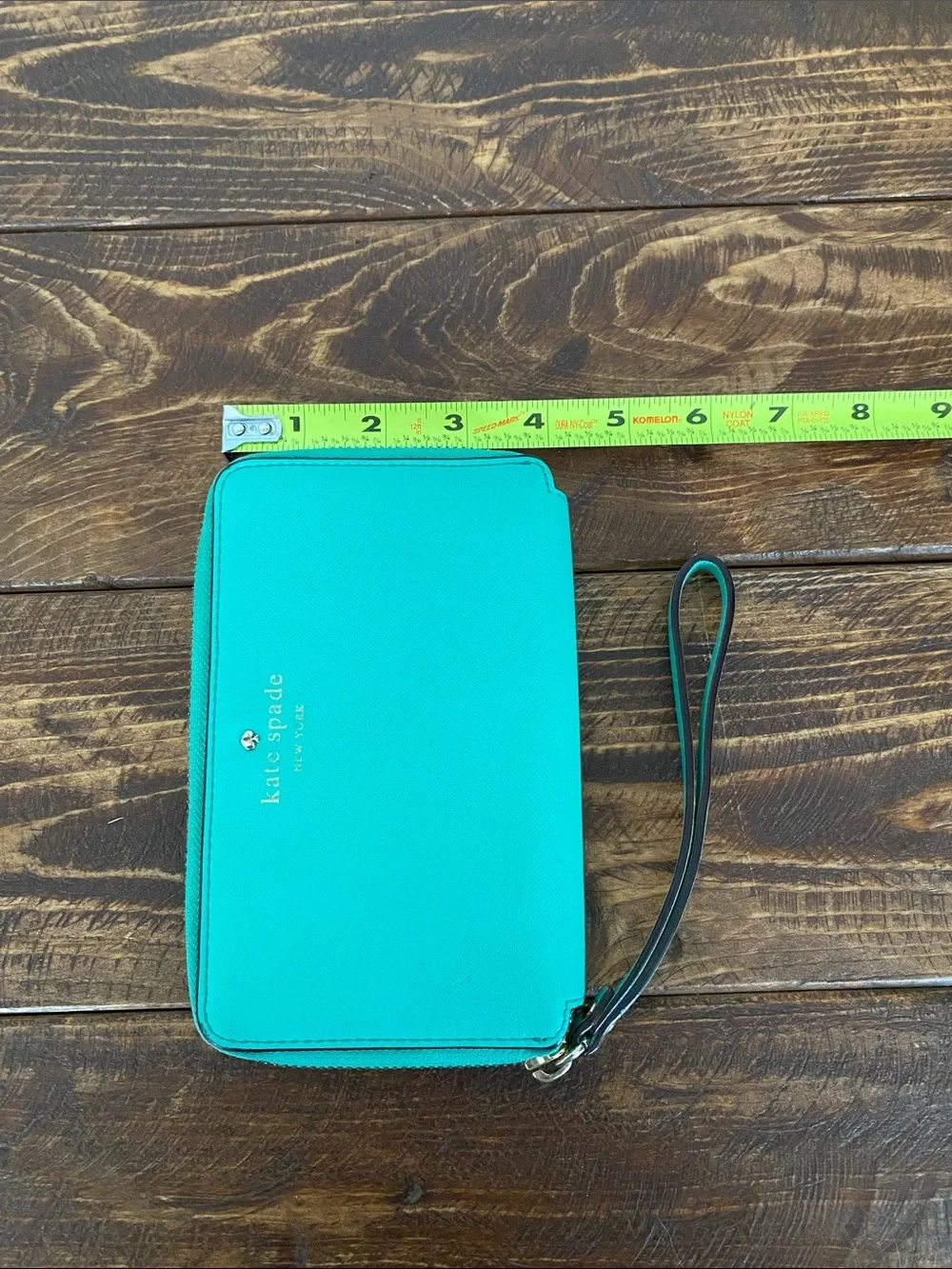 kate spade teal zip-around wristlet with strap